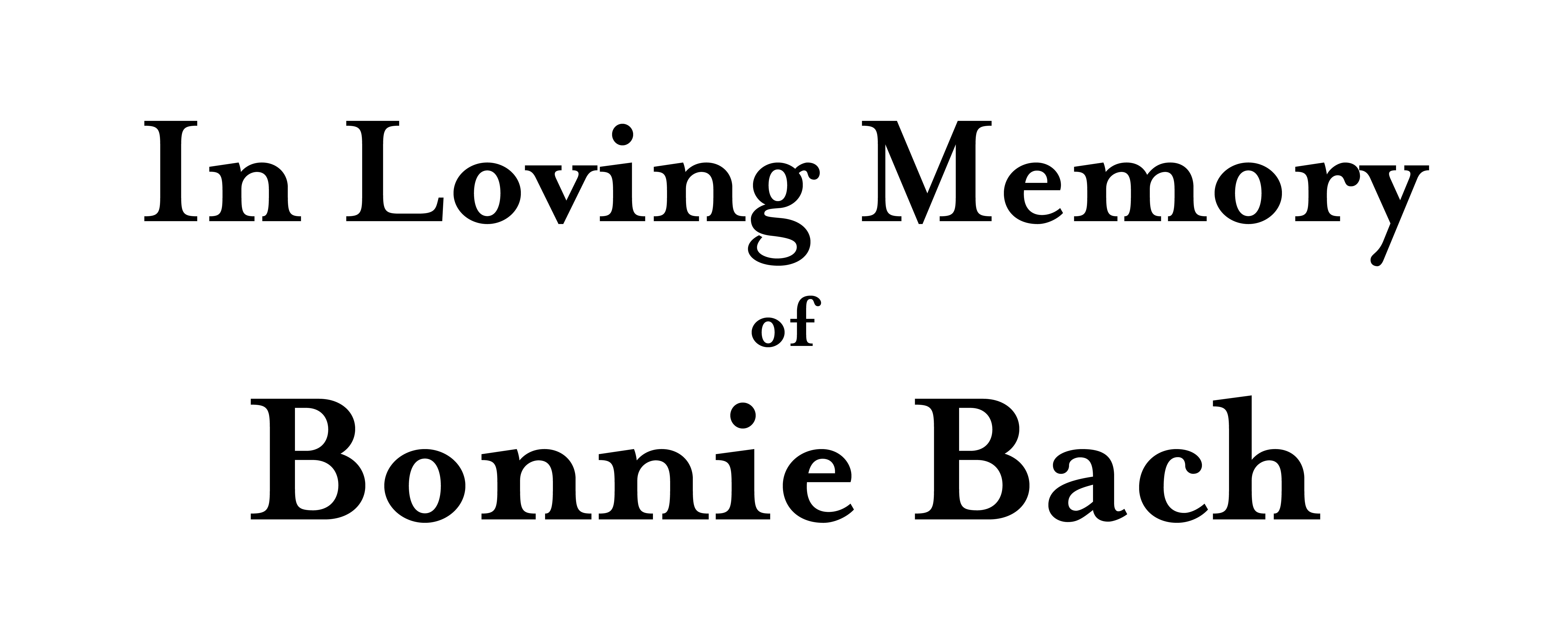 Bonnie Bach Memorial show sponsor